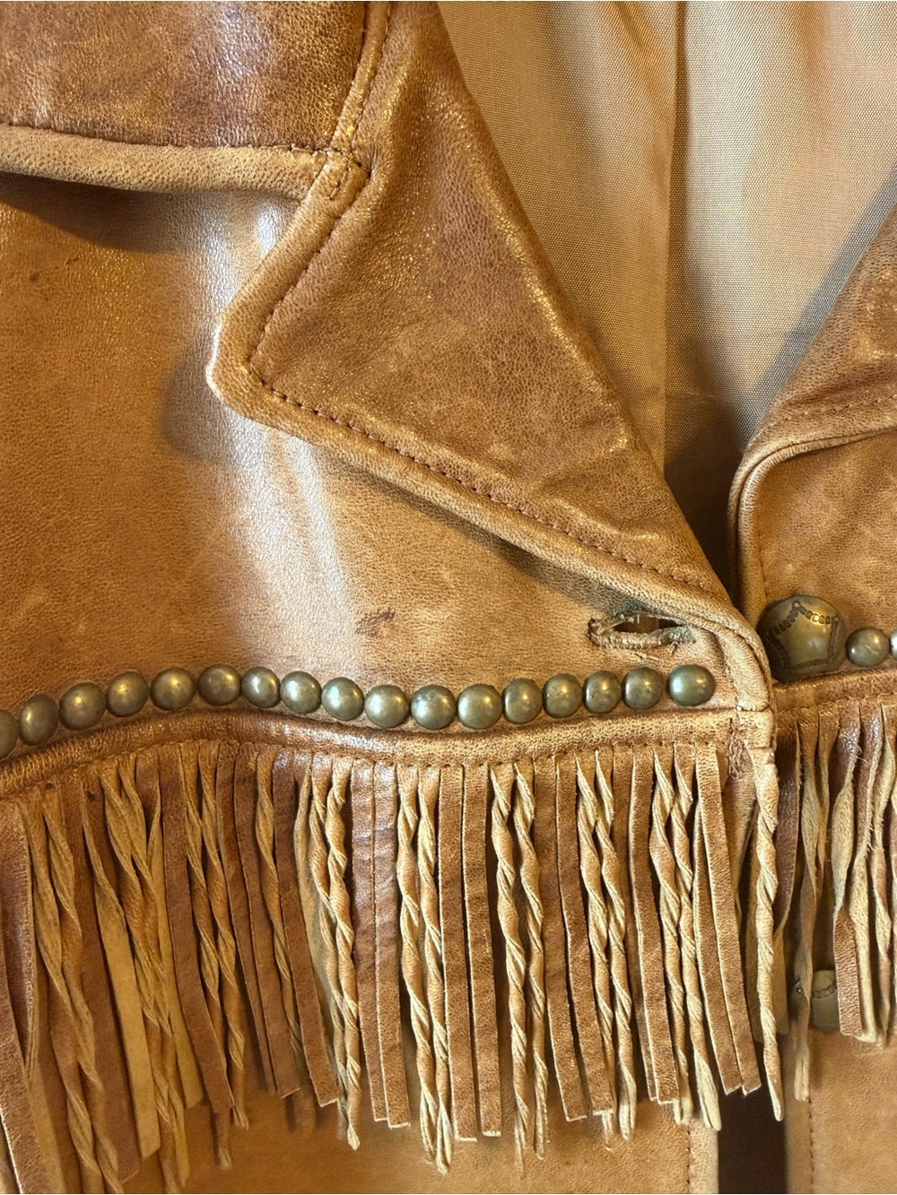 Double D Ranch Leather Fringe Jacket with Stud Trim - Picture 3 of 4